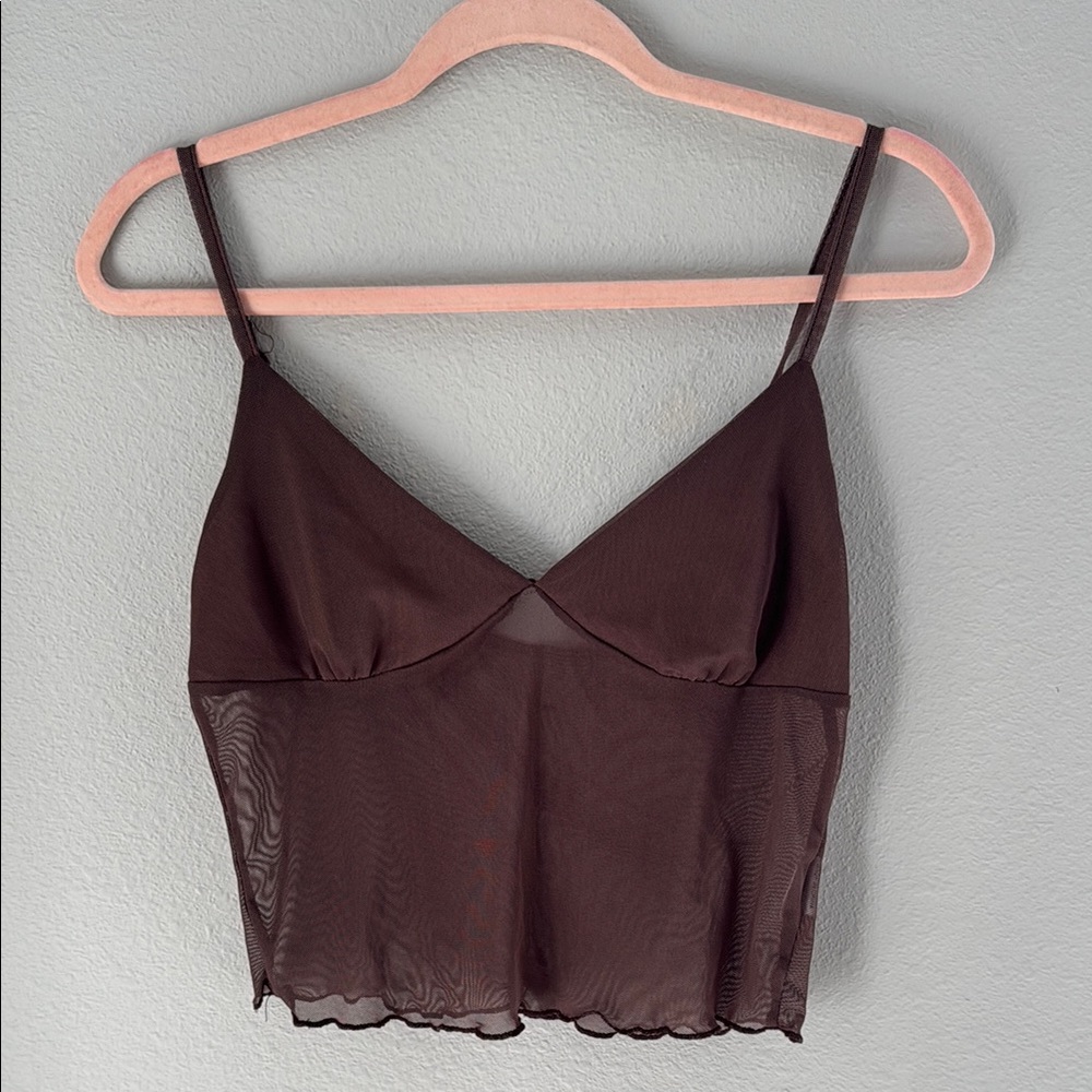 Elegant Brown Sheer Camisole
